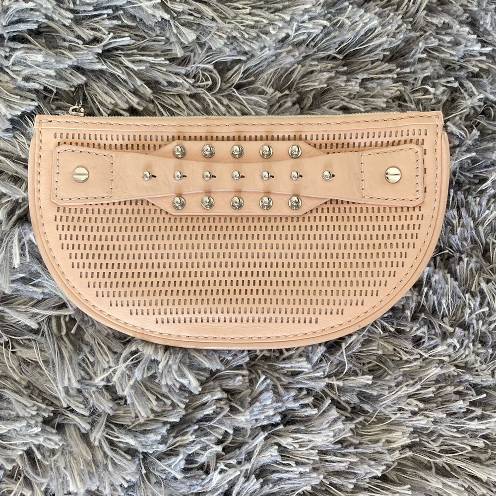 McQ by McQueen perforated leather studded clutch